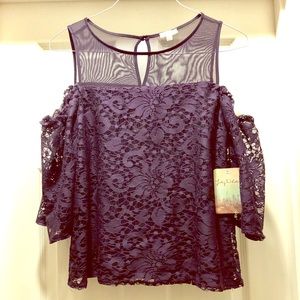 Lily White | Plum Lace Off Shoulder Top - NWT